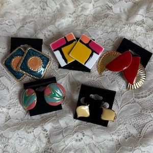 Bundle of Five 1980s Earrings