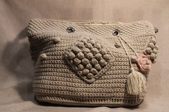 Light Grey Handmade Crochet Bag Etsy Canada