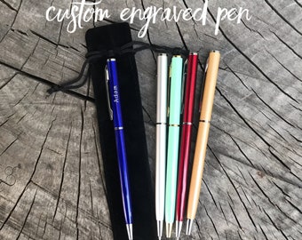 Custom Engraved Metallic Ballpoint Pen - Gift for a Teacher or Student - Company or Stationery Gift - Christmas Gift for Office Workers