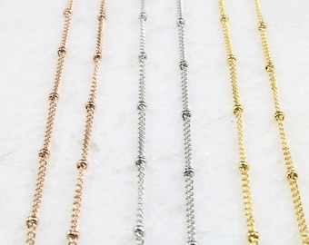 Beaded Satellite Necklace Chain - Gold Choker Necklace Chain - Minimalist Layering Necklace- Gold, Silver and Rose Gold - Christmas Gifts