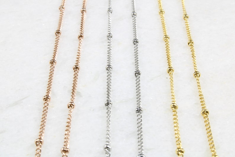 Beaded Satellite Necklace Chain Gold Choker Necklace Chain Minimalist Layering Necklace Gold, Silver and Rose Gold Christmas Gifts image 1