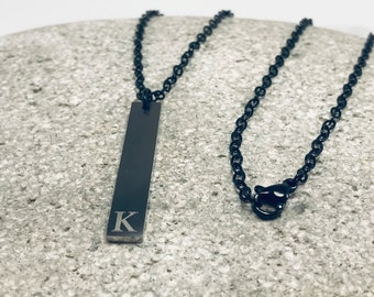 Engraved Vertical Bar Necklace - Mens Name or Initial Necklace - Date Coordinate - Personalized Custom Coordinates Necklace - Christmas Gift