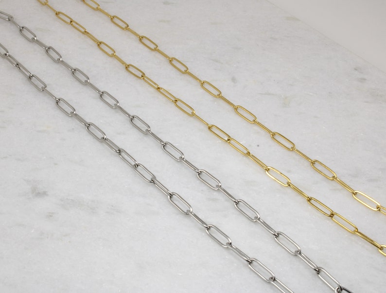 Choker Necklace Gold Paperclip Chain Silver Necklace Chain Trendy Gift for Wife Dainty Stainless Steel Chain Mothers Day Gift image 3