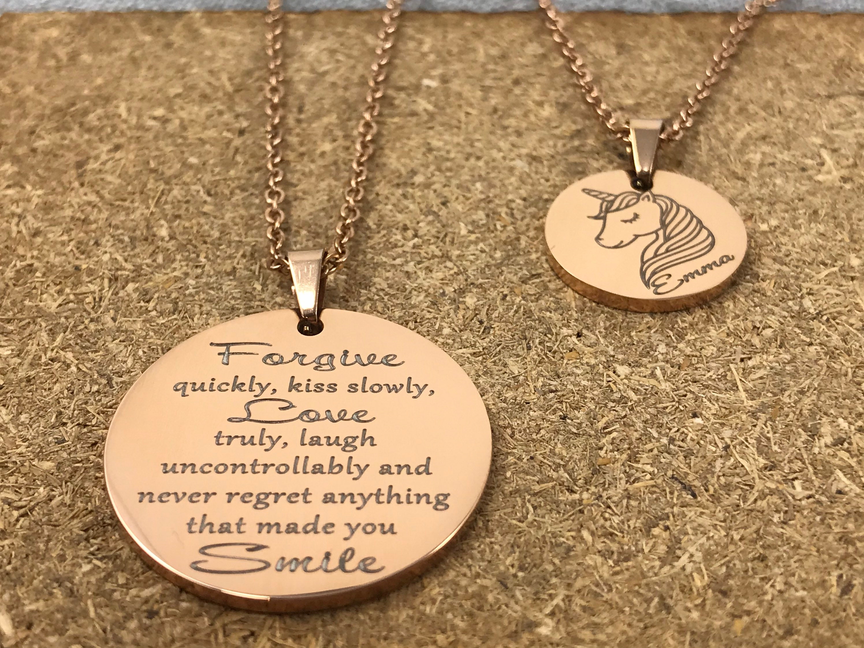 Custom Coin Necklace Engraved Disk 