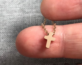 Tiny Cross Necklace Choker - Christian Cross Pendant - First Communion Gift - Choker Pendant and Necklace - Everyday chain - Choker Necklace