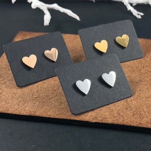 Heart Stud Earrings - Heart Earrings - Dainty Stud Earrings - Gold, Rose Gold and Silver Studs - Mother&#39;s Day Gift - Christmas Gift