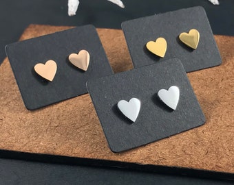 Heart Stud Earrings - Heart Earrings - Dainty Stud Earrings - Gold, Rose Gold and Silver Studs - Mother's Day Gift - Christmas Gift