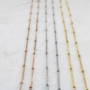 Beaded Satellite Necklace Chain Gold Choker Necklace Chain Minimalist Layering Necklace Gold, Silver and Rose Gold Christmas Gifts image 7