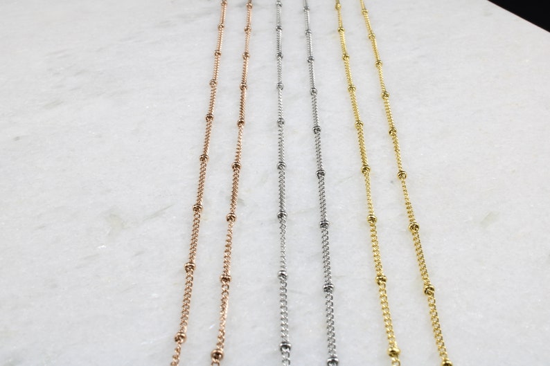 Beaded Satellite Necklace Chain Gold Choker Necklace Chain Minimalist Layering Necklace Gold, Silver and Rose Gold Christmas Gifts image 7