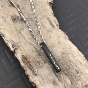 Fathers Day Gift for Men - Customize Name Bar Necklace - Engraved Necklace Pendant- Custom Name Necklace - Personalized Pendant