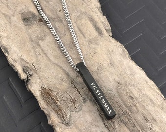 Fathers Day Gift for Men - Customize Name Bar Necklace - Engraved Necklace Pendant- Custom Name Necklace - Personalized Pendant