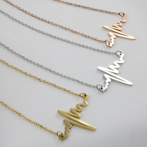 Heartbeat EKG Necklace - 3 Colors - Hypoallergenic Stainless Steel - Christmas Gift for Nurse - Electrocardiogram - Gift for First Responder