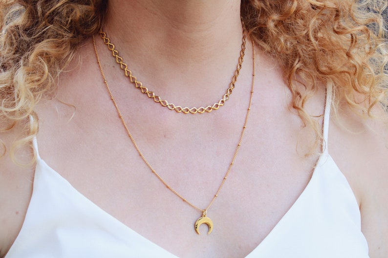Beaded Satellite Necklace Chain Gold Choker Necklace Chain Minimalist Layering Necklace Gold, Silver and Rose Gold Christmas Gifts image 8