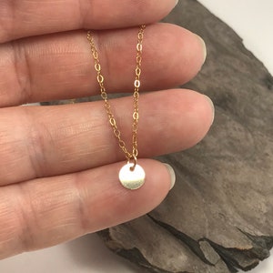 Gold Filled Coin Choker - Choker Necklace - 14K Gold Disc Necklace - Gold Choker - Minimalist Pendant Set
