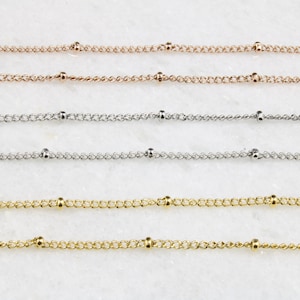 Beaded Satellite Necklace Chain Gold Choker Necklace Chain Minimalist Layering Necklace Gold, Silver and Rose Gold Christmas Gifts image 2