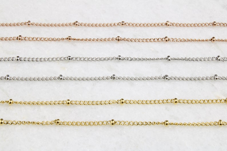 Beaded Satellite Necklace Chain Gold Choker Necklace Chain Minimalist Layering Necklace Gold, Silver and Rose Gold Christmas Gifts image 2