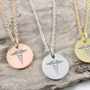 Caduceus Coin Necklace - Medical Alert ID Bracelet - Custom Pendant for Nurse - Necklace and Pendant Gift for First Responder