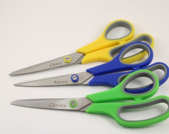 Custom Engraved Scissors - Gift Ideas for Students, Teachers - Personalized Stationery - Teachers Christmas Gifts - Left Handed Scissors