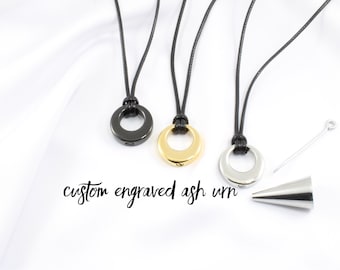 Custom ash memorial urn - Men's ash urn - personalized engraved urn necklace - Ash Urn Necklace pendant - Memorial Jewelry - Pet loss urn