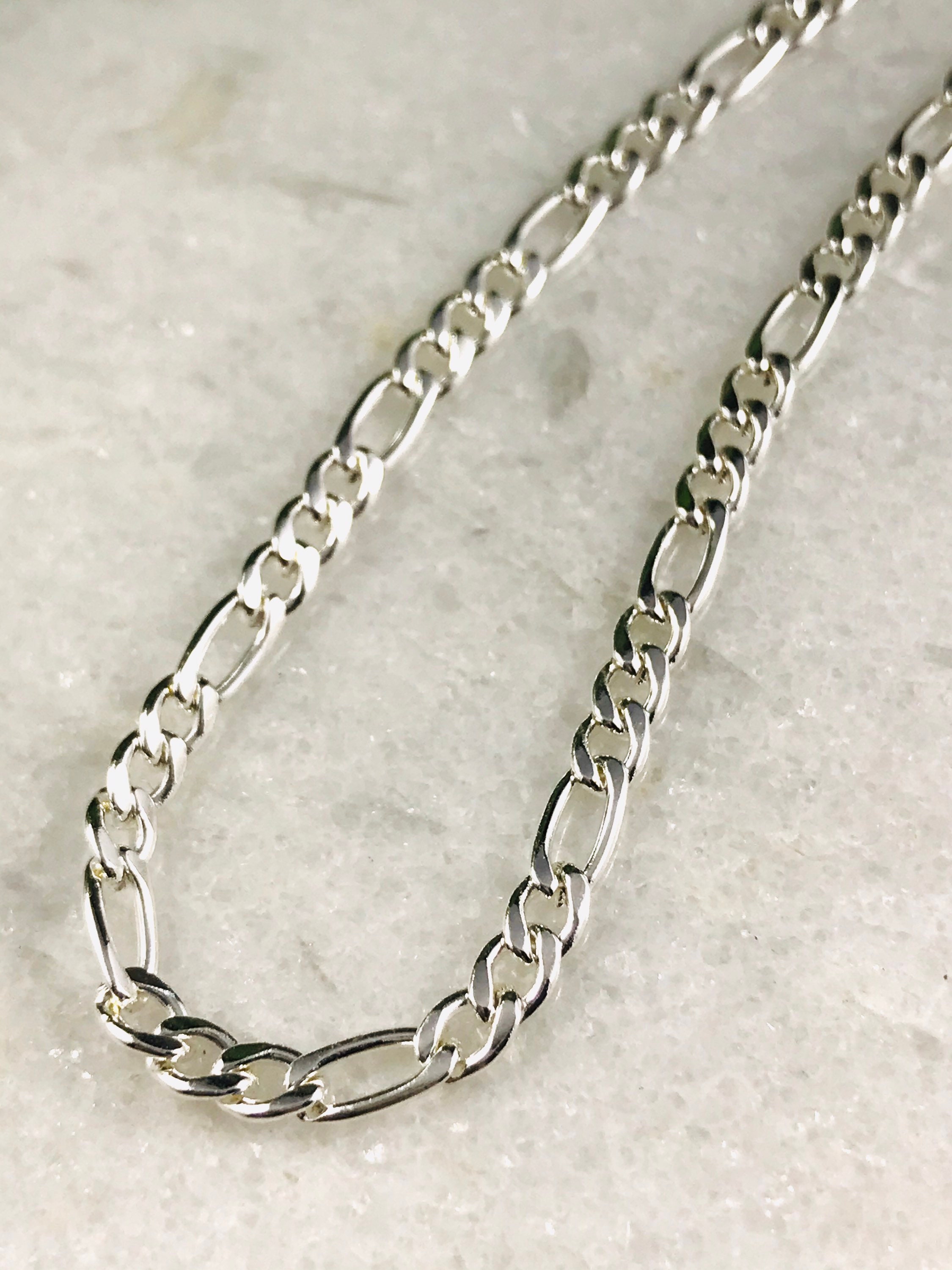 White Gold Figaro Necklace Chain Stainless Steel Figaro Etsy Canada