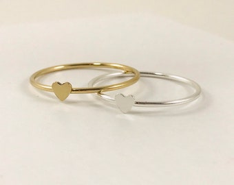 Heart Shaped Stacking Rings - Minimalist Ring - 925 Sterling Silver or 14k Gold Filled Ring - Heart Ring - Christmas Gift - Sparkle Ring