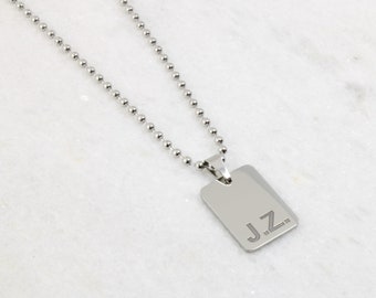 Engraved Necklace Pendant - Custom Fathers Day Gift - Dog Tag Necklace Men - Men's Personalized Pendant - Engravable Pendant