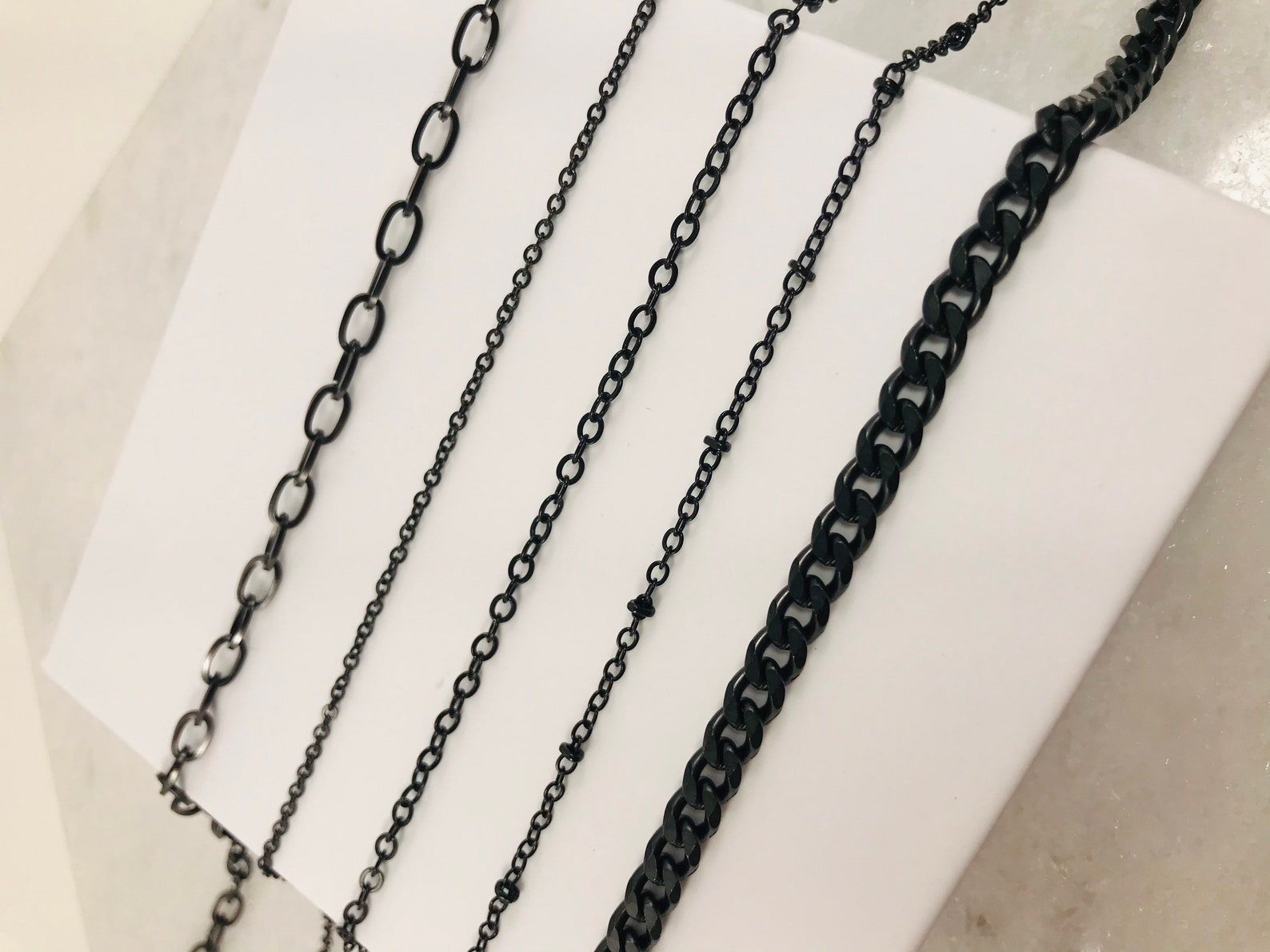 LONG & SHORT OF IT BLACK ENAMEL CHUNKY CHAIN main image 1