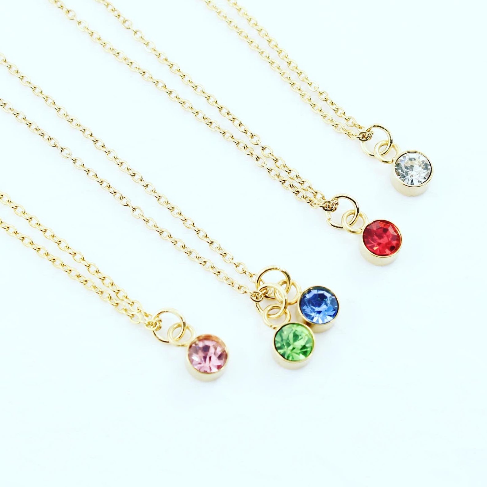 Birthstone Crystal Necklace Dainty Birthstone Gold Necklace Etsy