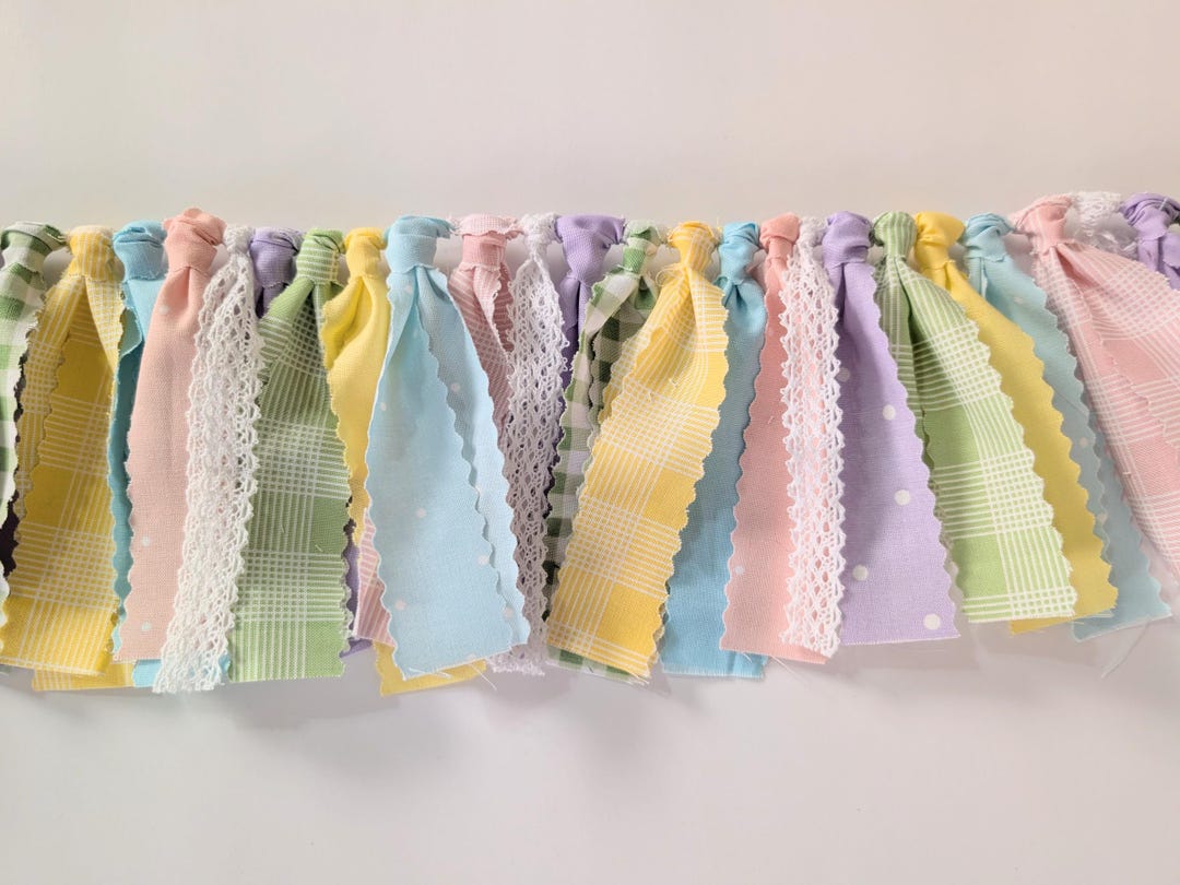 Shabby Rags Spring Shabby Rag Garland - Handmade Fabric Tie Banner Pastel - Etsy