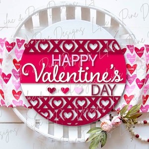 Joyeuse Saint-Valentin SVG, accroche-porte de la Saint-Valentin, signe svg XOXO Saint-Valentin, rond de porte XOXO, décoration Saint-Valentin, Glowforge Svg, fichier découpé au laser