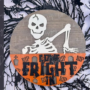 Welkom SVG, Halloween SVG, skelet deurhanger, griezelig kerkhof SVG, teken Spooky seizoen, Glowforge-svg, lasergesneden bestand