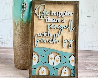 Funny Seagull Sign SVG, French fries SVG, funny summer sign, beach decor, lake house sign svg, laser cut file, wall art, Glowforge SVG