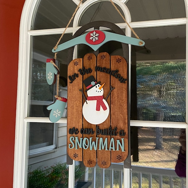 Decoratieve kerst slee, Glowforge SVG, Vintage slee deur hanger SVG, laser klaar kerst SVG, kerst deur hanger, winter decor SVG