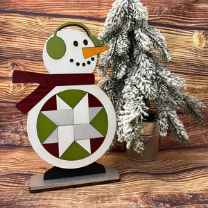 Barn quilt Snowman SVG, Standing Snowman SVG, Winter shelf Decor SVG, holiday decor Svg, Glowforge Svg, laser cut file, diy sign kit