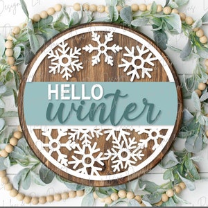 Cartello di benvenuto con neve invernale, fiocco di neve in formato SVG, benvenuto natalizio in formato SVG, cartello di benvenuto invernale, neve in formato SVG, decorazioni invernali, file tagliato al laser, Glowforge SVG