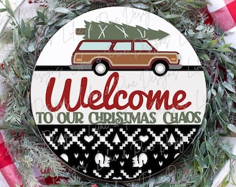 Christmas Chaos sign SVG, Christmas welcome sign SVG, Snarky Christmas door hanger SVG, Funny Christmas sign, Glowforge Svg, laser cut file