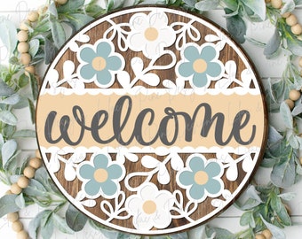 Daisy door hanger SVG, Floral welcome sign, summer door hanger SVG, flower welcome sign, daisy porch decor, Glowforge SVG, laser cut file