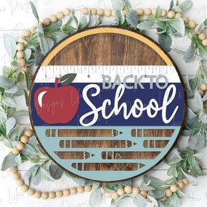 Back to school round sign SVG, Welcome School sign, fall classroom decor svg, apple svg, porch sign, Glowforge Svg, laser cut file