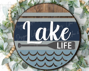 Lake Life round sign, summer decor SVG, lake sign SVG, round wood sign, lake house svg, cabin svg, Cricut SVG, Glowforge Svg, laser cut file