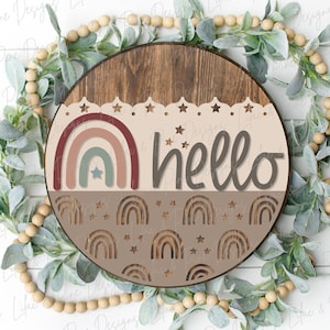 sinal de arco-íris boho SVG, cabide de porta boho, sinal de boas-vindas do arco-íris SVG, sinal de boas-vindas boho SVG, sinal de varanda svg, Glowforge Svg, arquivo cortado a laser