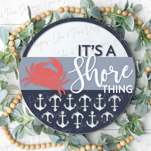 Coastal door hanger SVG, Nautical welcome round sign, Coastal welcome SVG, Summer svg, Crab svg, Anchor svg, Glowforge Svg, laser svg file