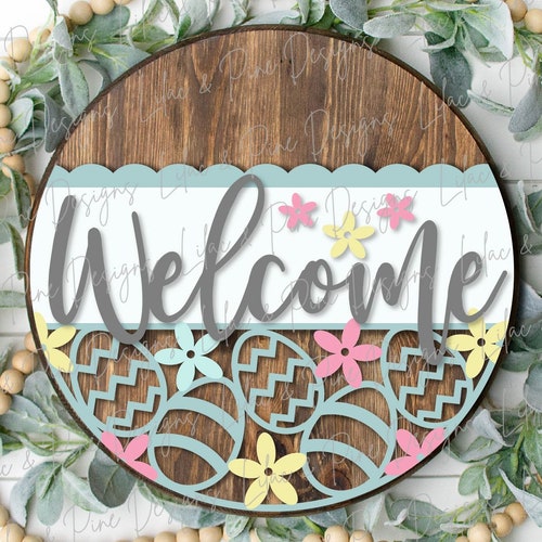 Spring Welcome Sign Bundle Round Door Hanger SVG Spring Sign - Etsy