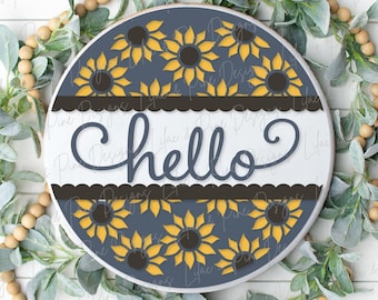 Hello Sunflower SVG, Welcome sign SVG, fall door decor svg, sunflower SVG, fall svg, floral svg, porch sign, Glowforge Svg, laser cut file