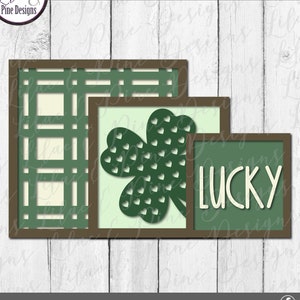 Bundle de signes de la Saint-Patrick SVG, décoration de la Saint-Patrick, svg à carreaux, shamrock svg, svg trèfle, svg porte-bonheur, fichier découpé au laser, fichier SVG Glowforge