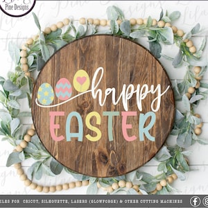 Happy Easter egg SVG, Easter Sign SVG, Easter egg svg, spring SVG, Easter Sign, farmhouse decor, Cricut svg, Glowforge Svg, laser cut file image 1