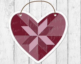 Diseño de corazón de edredón de granero SVG, edredón de granero de San Valentín SVG, decoración de edredón de corazón SVG, decoración de San Valentín Svg, amor svg, Glowforge Svg, archivo cortado con láser