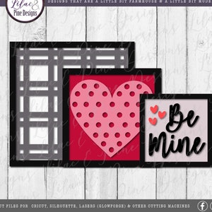 Valentine sign set SVG, Valentines Day laser SVG sign bundle, Valentine decor, plaid svg, heart svg, laser cut file, Glowforge SVG file