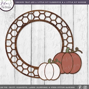 Customizable fall pumpkin sign SVG, Autumn Welcome sign SVG, fall door decor, honeycomb SVG, pumpkin svg, Glowforge Svg, laser cut file