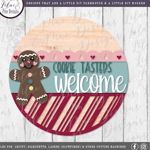 Christmas Welcome sign, Christmas kitchen SVG, Christmas cookie SVG, Gingerbread sign, candy cane pattern svg, laser cut file, Glowforge SVG