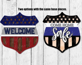 Patriotic Police sign bundle, July 4th door decor SVG, Police Officer SVG, Independence Day svg, badge SVG, Glowforge Svg, laser cut file
